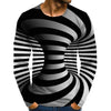 2021 Men&#39;s Optical Illusion Graphic Plus Size T-Shirt Print Daily Long Sleeve Tops Exaggerated Around Neck Rainbow Streetwear