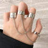 17KM Punk Cool Hiphop Chain Rings Multi-layer Adjustable Open Finger Rings Set Alloy Man Rings for Women Party Gift Jewelry