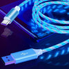 Flowing Colors LED Glow USB Charger Type C Cable for Android Micro USB Charging Cable for iPhone X for Samsung Charge Wire Cord