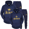 2022 Fashion Couple Sportwear Set KING or QUEEN Printed Hooded Suits 2PCS Set Hoodie and Pants S-4XL