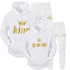 2022 Fashion Couple Sportwear Set KING or QUEEN Printed Hooded Suits 2PCS Set Hoodie and Pants S-4XL