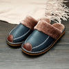 Men Slippers Black New Winter PU Leather Slippers Warm Indoor Slipper Waterproof Home House Shoes Women Warm Leather Slippers