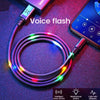 2020 New USB Charger Luminous Quick Charge Type-c Voice-Activated LED Fast Charging Data Cable For Xiaomi Apple Mobile Phones