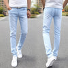 Men Stretch Skinny Jeans Male Designer Brand Super Elastic Straight Trousers Jeans  Slim Fit Fashion Denim Jeans for Male, Blue