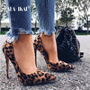 LALA IKAI High Heels Leopard Shoes Women Pumps Office Lady Pointed Toe Flock Sexy 12 cm Wedding Sapato Feminino 014C1722 -49