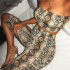 Simenual Sexy snake print two piece set strapless high waist push up tracksuit women sets streetwear