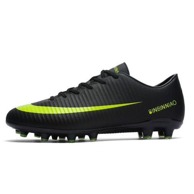 Men Football Boots Soccer Cleats Boots Long Spikes TF Spikes Ankle High Top Sneakers Soft Indoor Turf Futsal Soccer Shoes Men