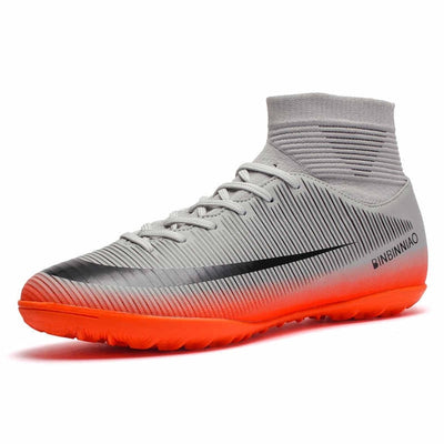 Men Football Boots Soccer Cleats Boots Long Spikes TF Spikes Ankle High Top Sneakers Soft Indoor Turf Futsal Soccer Shoes Men