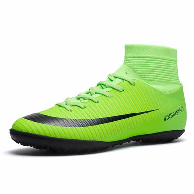 Men Football Boots Soccer Cleats Boots Long Spikes TF Spikes Ankle High Top Sneakers Soft Indoor Turf Futsal Soccer Shoes Men