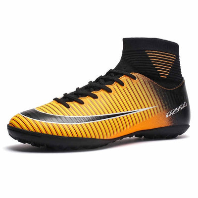 Men Football Boots Soccer Cleats Boots Long Spikes TF Spikes Ankle High Top Sneakers Soft Indoor Turf Futsal Soccer Shoes Men