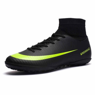 Men Football Boots Soccer Cleats Boots Long Spikes TF Spikes Ankle High Top Sneakers Soft Indoor Turf Futsal Soccer Shoes Men