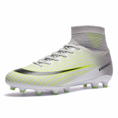 Men Football Boots Soccer Cleats Boots Long Spikes TF Spikes Ankle High Top Sneakers Soft Indoor Turf Futsal Soccer Shoes Men